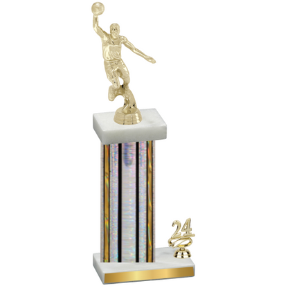 Accented Single Silver Glacier Year Basketball Trophy
