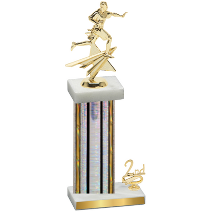 Accented Single Silver Glacier Second Place Flag Football Trophy