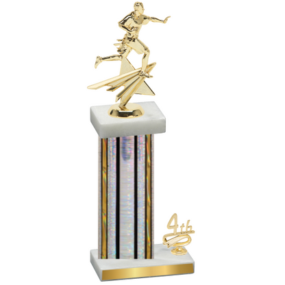 Accented Single Silver Glacier Fourth Place Flag Football Trophy