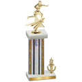 Accented Single Silver Glacier Victory Flag Football Trophy