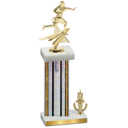 Accented Single Silver Glacier Victory Flag Football Trophy