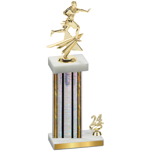 Accented Single Silver Glacier Year Flag Football Trophy