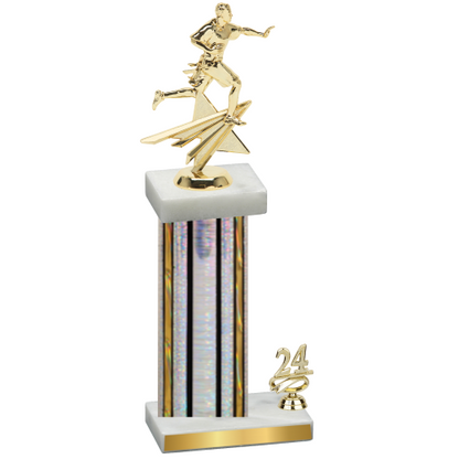 Accented Single Silver Glacier Year Flag Football Trophy
