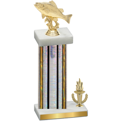 Accented Single Silver Glacier Victory Fishing Trophy