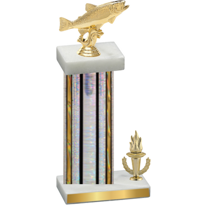 Accented Single Silver Glacier Victory Fishing Trophy
