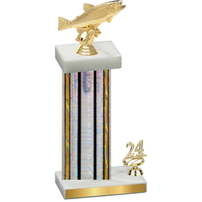 Accented Single Silver Glacier Year Fishing Trophy