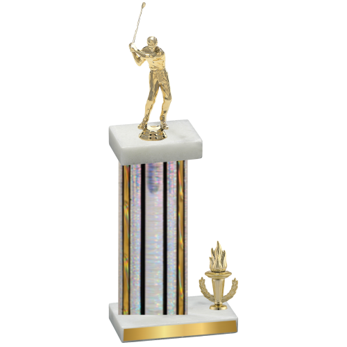 Accented Single Silver Glacier Victory Golf Trophy