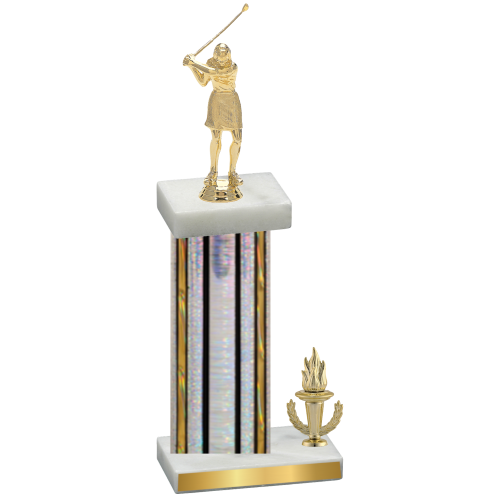 Accented Single Silver Glacier Victory Golf Trophy