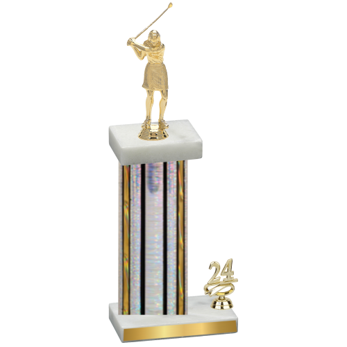 Accented Single Silver Glacier Year Golf Trophy