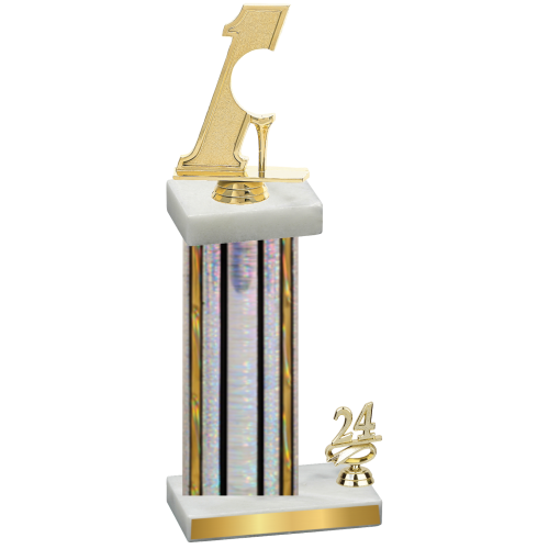 Accented Single Silver Glacier Year Golf Trophy