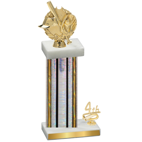 Accented Single Silver Glacier Fourth Place Baseball Trophy