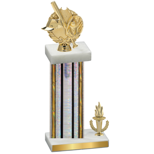 Accented Single Silver Glacier Victory Baseball Trophy