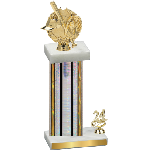 Accented Single Silver Glacier Year Baseball Trophy
