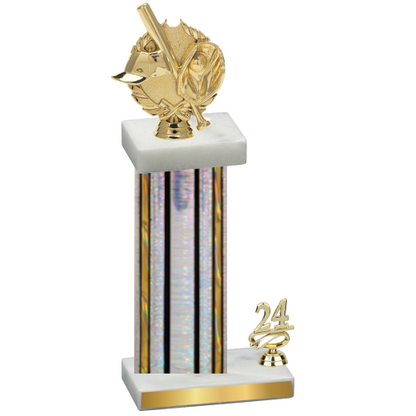 Accented Single Silver Glacier Year Baseball Trophy
