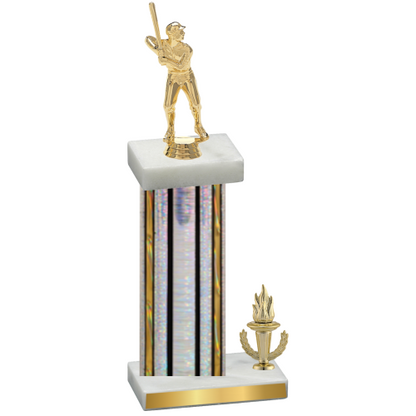Accented Single Silver Glacier Victory Baseball Trophy