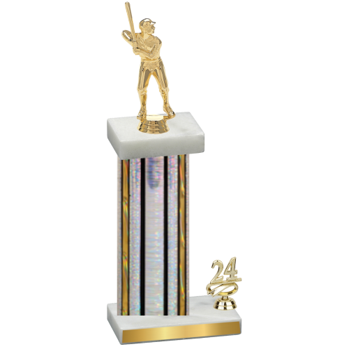 Accented Single Silver Glacier Year Baseball Trophy