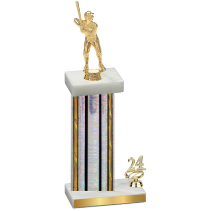 Accented Single Silver Glacier Year Baseball Trophy