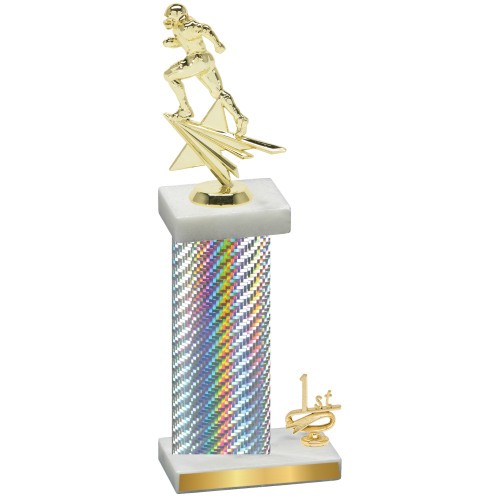 Accented Single Silver Carbon Fiber First Place Football Trophy