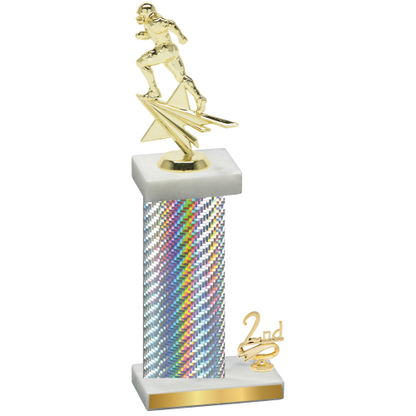 Accented Single Silver Carbon Fiber Second Place Football Trophy