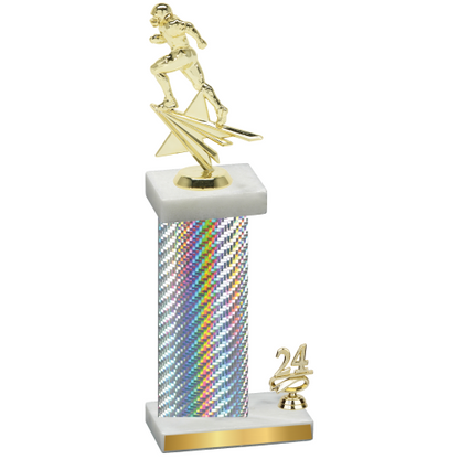 Accented Single Silver Carbon Fiber Year Football Trophy