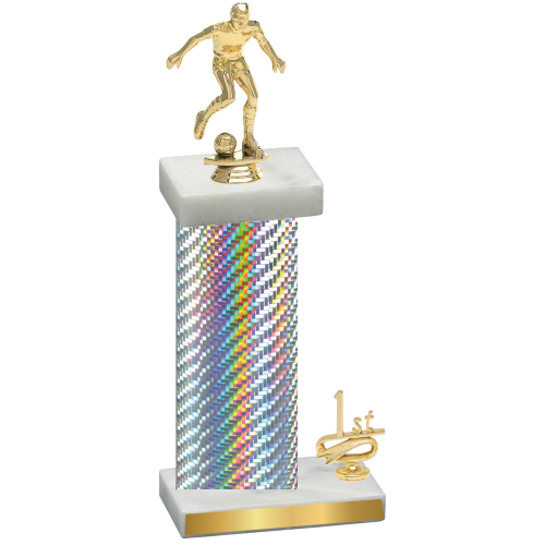 Accented Single Silver Carbon Fiber First Place Soccer Trophy