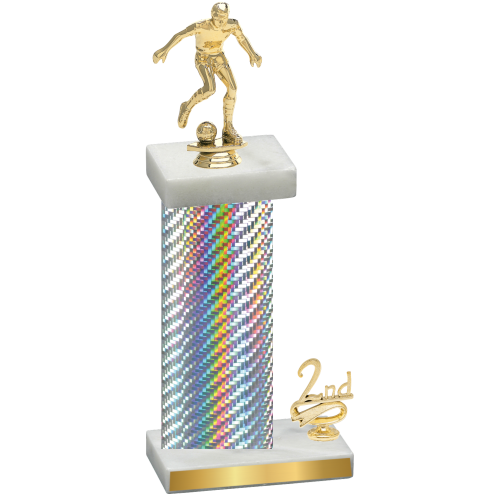 Accented Single Silver Carbon Fiber Second Place Soccer Trophy