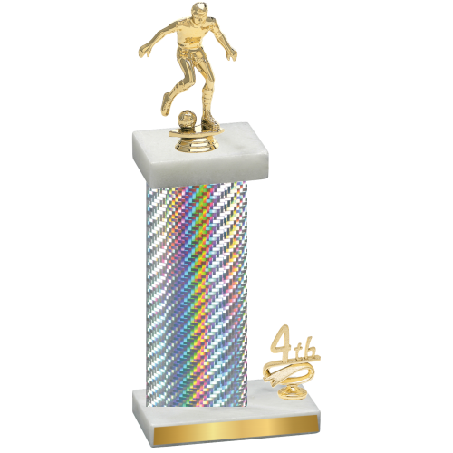 Accented Single Silver Carbon Fiber Fourth Place Soccer Trophy