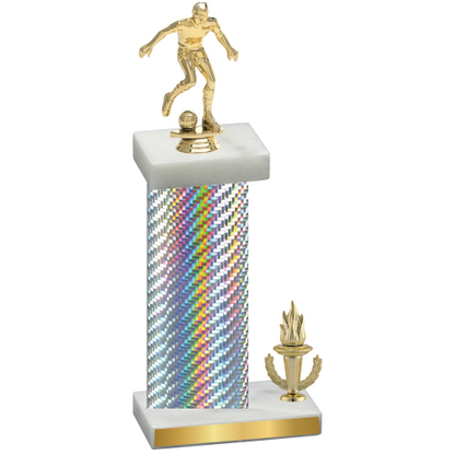 Accented Single Silver Carbon Fiber Victory Soccer Trophy