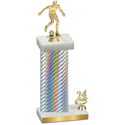 Accented Single Silver Carbon Fiber Year Soccer Trophy