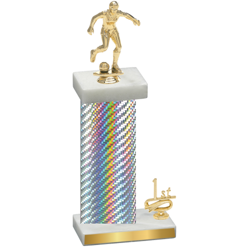 Accented Single Silver Carbon Fiber First Place Soccer Trophy