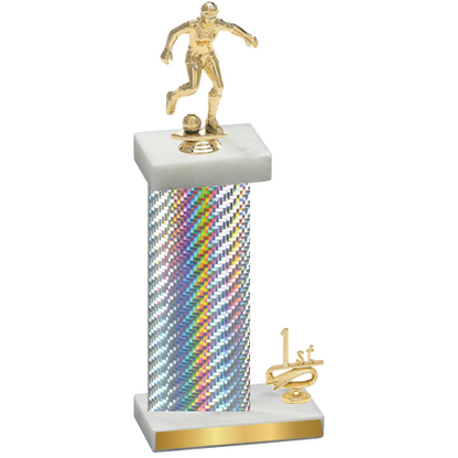 Accented Single Silver Carbon Fiber First Place Soccer Trophy