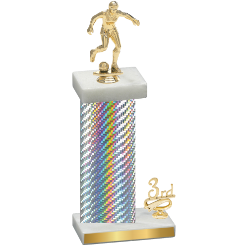 Accented Single Silver Carbon Fiber Third Place Soccer Trophy