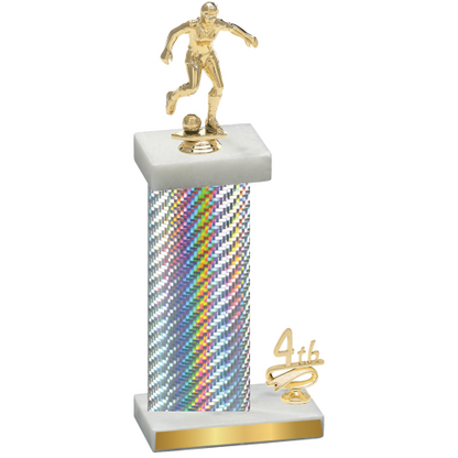 Accented Single Silver Carbon Fiber Fourth Place Soccer Trophy