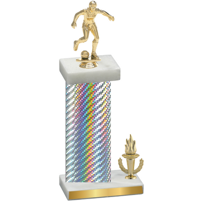 Accented Single Silver Carbon Fiber Victory Soccer Trophy