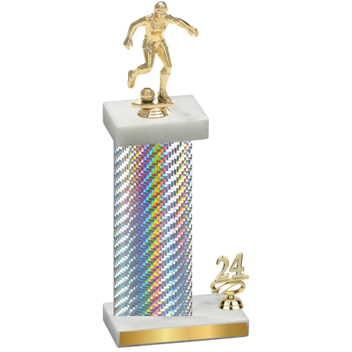 Accented Single Silver Carbon Fiber Year Soccer Trophy