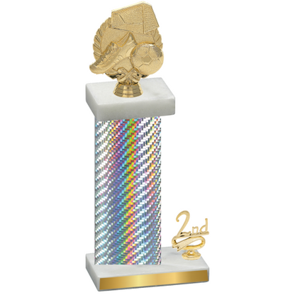 Accented Single Silver Carbon Fiber Second Place Soccer Trophy