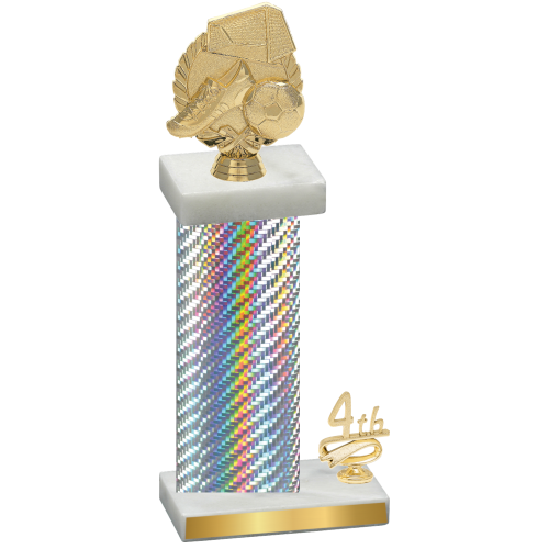 Accented Single Silver Carbon Fiber Fourth Place Soccer Trophy