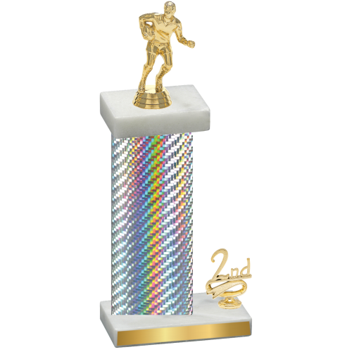 Accented Single Silver Carbon Fiber Second Place Rugby Trophy