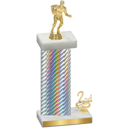 Accented Single Silver Carbon Fiber Second Place Rugby Trophy