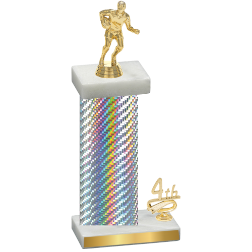Accented Single Silver Carbon Fiber Fourth Place Rugby Trophy