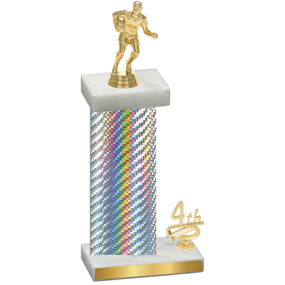 Accented Single Silver Carbon Fiber Fourth Place Rugby Trophy