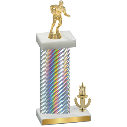 Accented Single Silver Carbon Fiber Victory Rugby Trophy