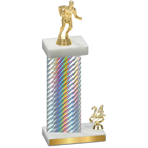 Accented Single Silver Carbon Fiber Year Rugby Trophy