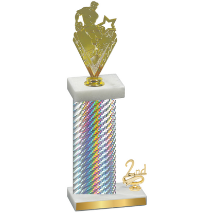 Accented Single Silver Carbon Fiber Second Place Rugby Trophy