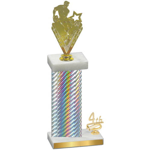 Accented Single Silver Carbon Fiber Fourth Place Rugby Trophy