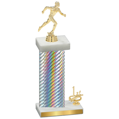 Accented Single Silver Carbon Fiber First Place Running Trophy