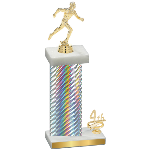 Accented Single Silver Carbon Fiber Fourth Place Running Trophy