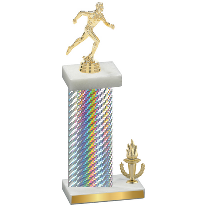 Accented Single Silver Carbon Fiber Victory Running Trophy