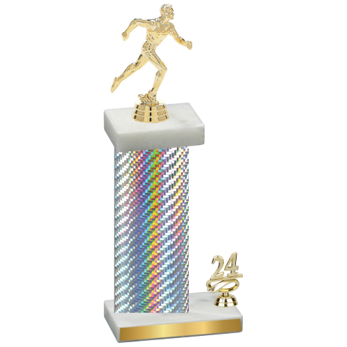 Accented Single Silver Carbon Fiber Year Running Trophy