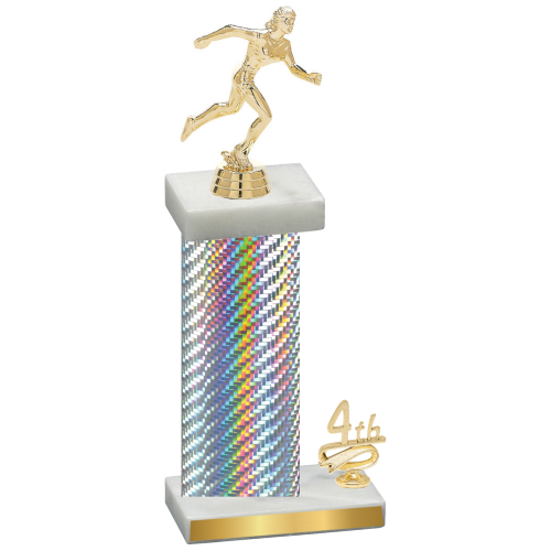 Accented Single Silver Carbon Fiber Fourth Place Running Trophy